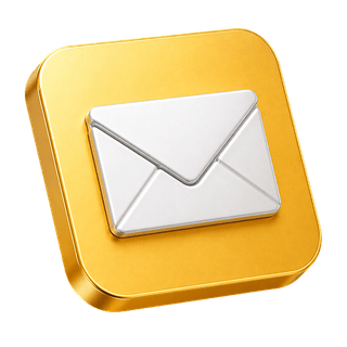 Contact us page with a decorative 3D mail envelope icon